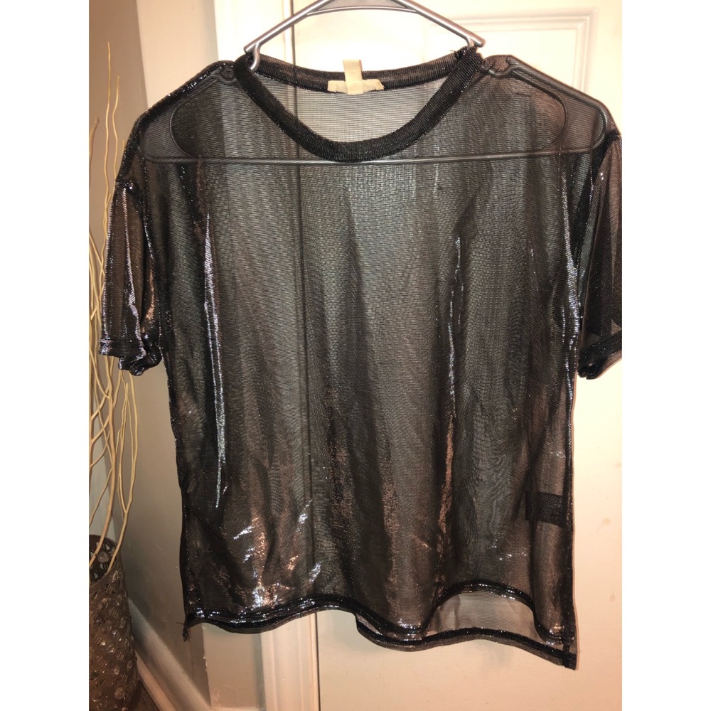 Black shimmering sheer blouse❤️
